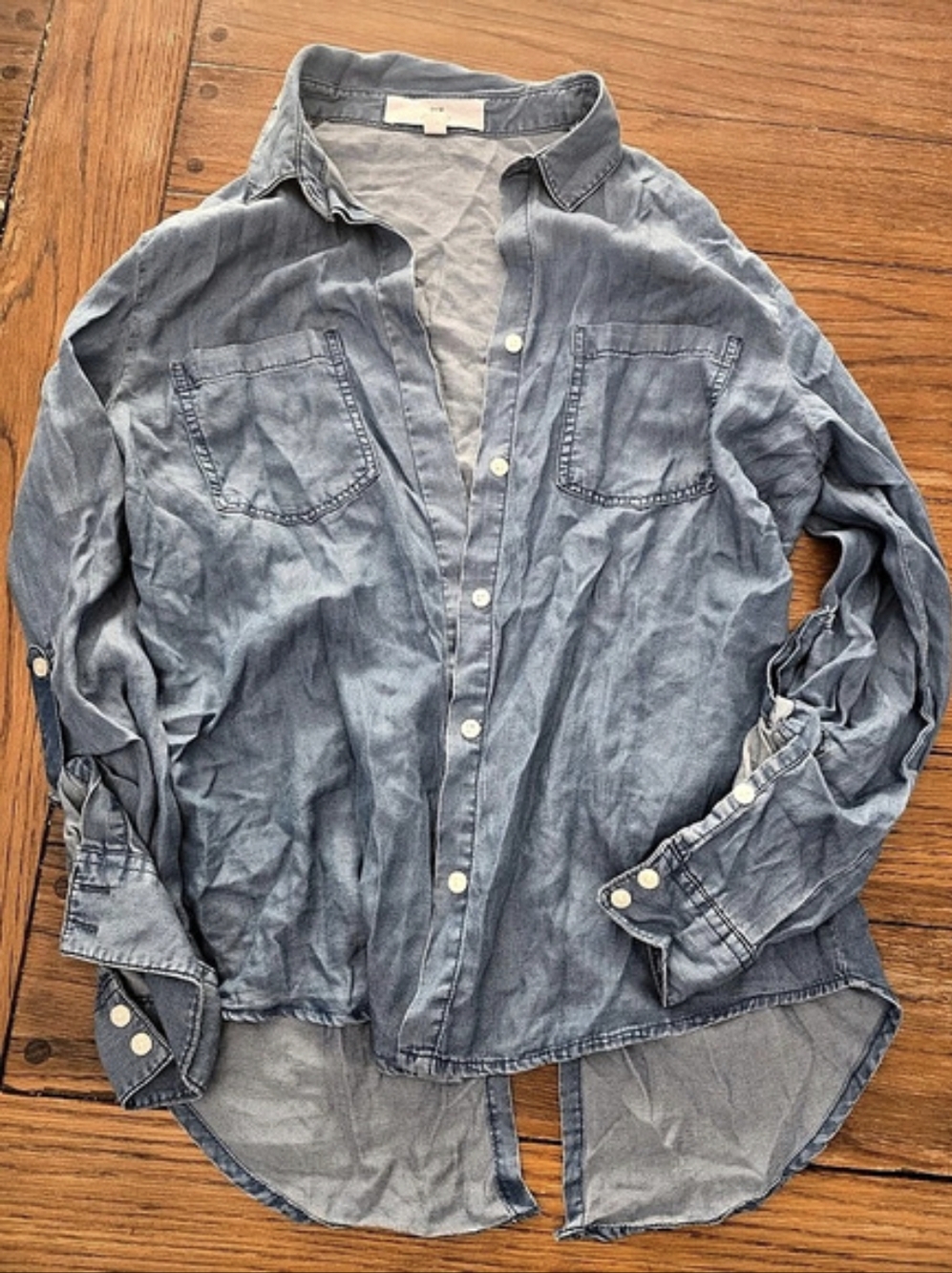 Thread & Supply Blue Snap-Front Shirt Size Small